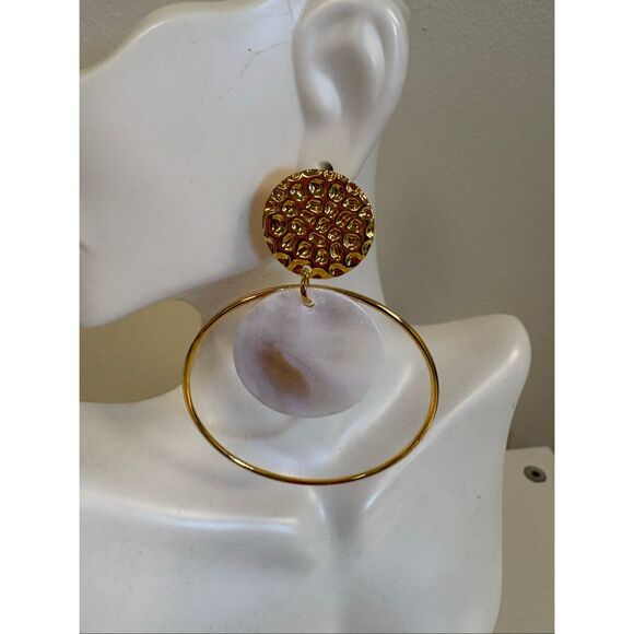 Double Pearl Hoop Statement Earrings - Picture 2 of 2